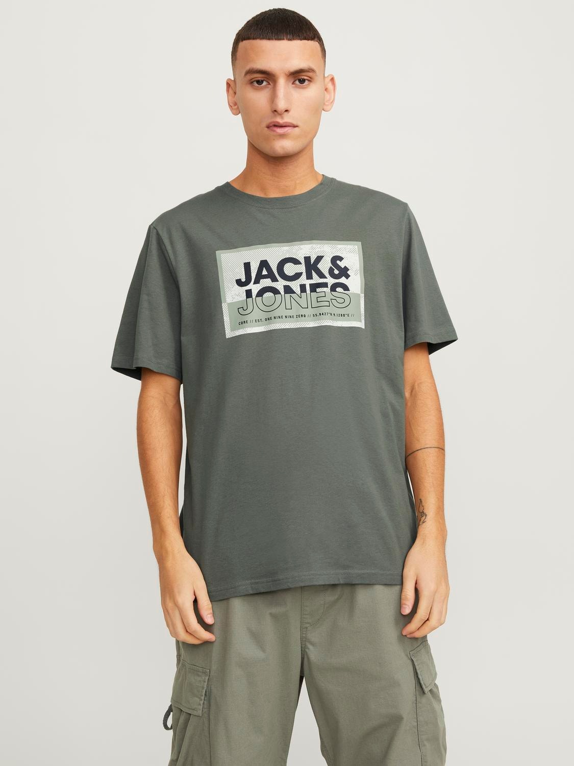 Jack & Jones 3-pak Nadruk Okrągły dekolt T-shirt -Navy Blazer - 12260780