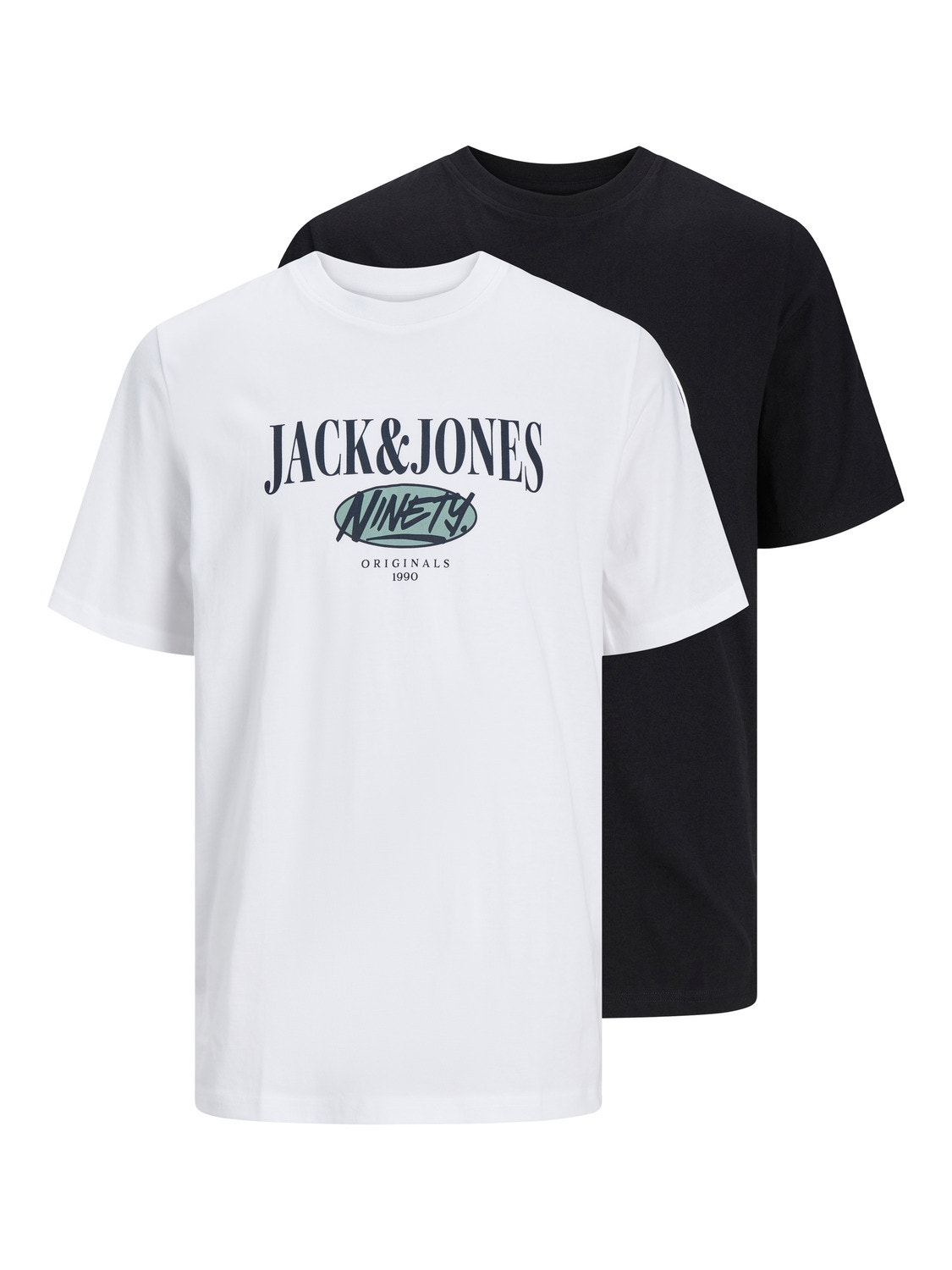 Jack & Jones 2-pakkainen Painettu Pyöreä pääntie T-paita -Bright White - 12260795