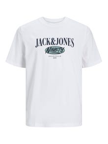 Jack & Jones 2-pakuotės Spausdintas raštas Apskritas kaklas Marškinėliai -Bright White - 12260795