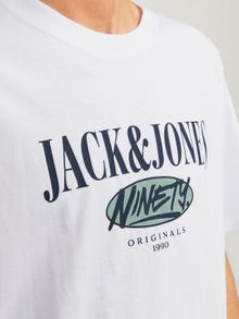 Jack & Jones 2-balení Potištěný Kruhový výstřih Tričko -Bright White - 12260795