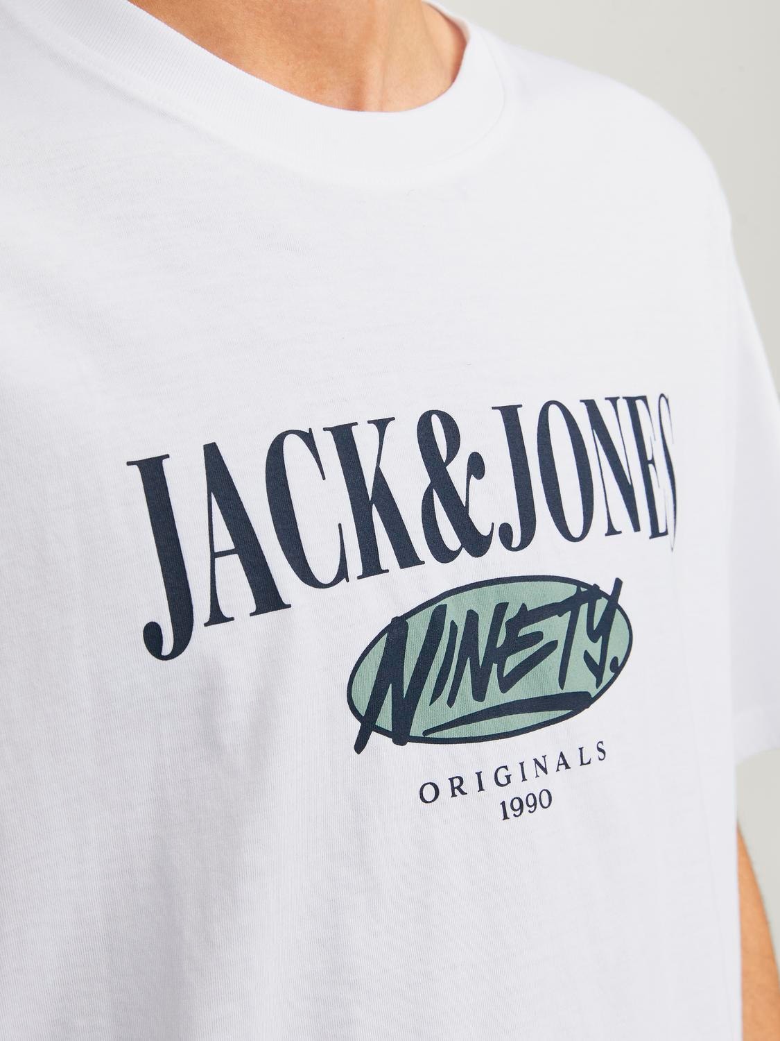 Jack & Jones 2-pakkainen Painettu Pyöreä pääntie T-paita -Bright White - 12260795