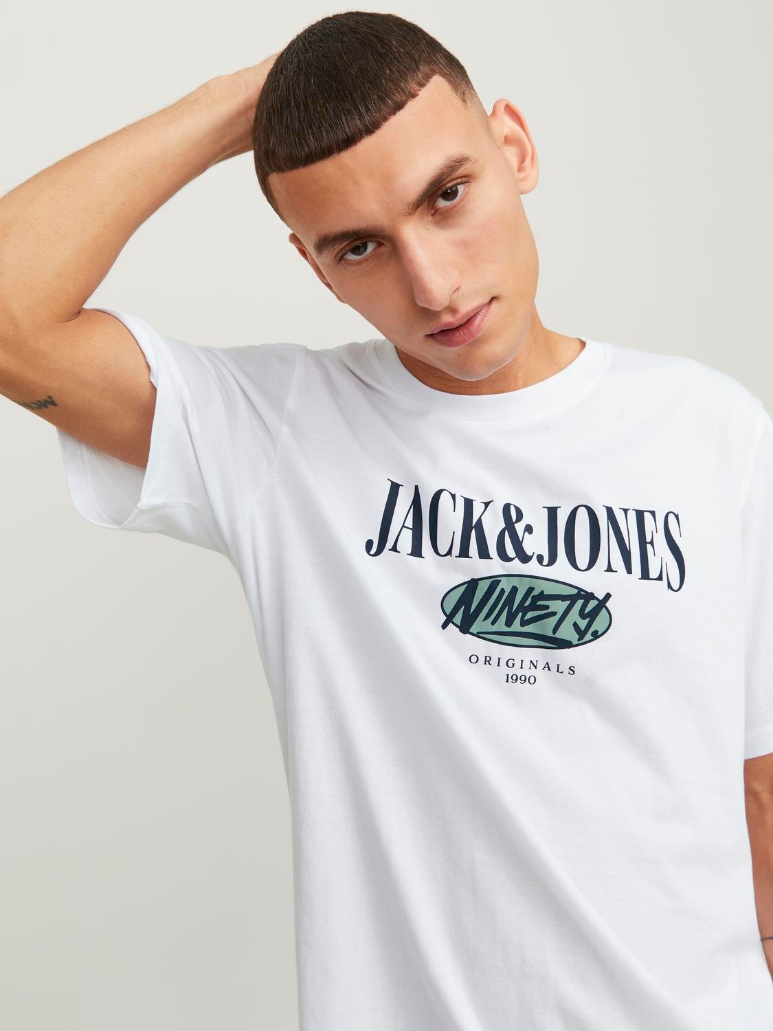 Jack & Jones 2-pack Tryck Rundringning T-shirt -Bright White - 12260795