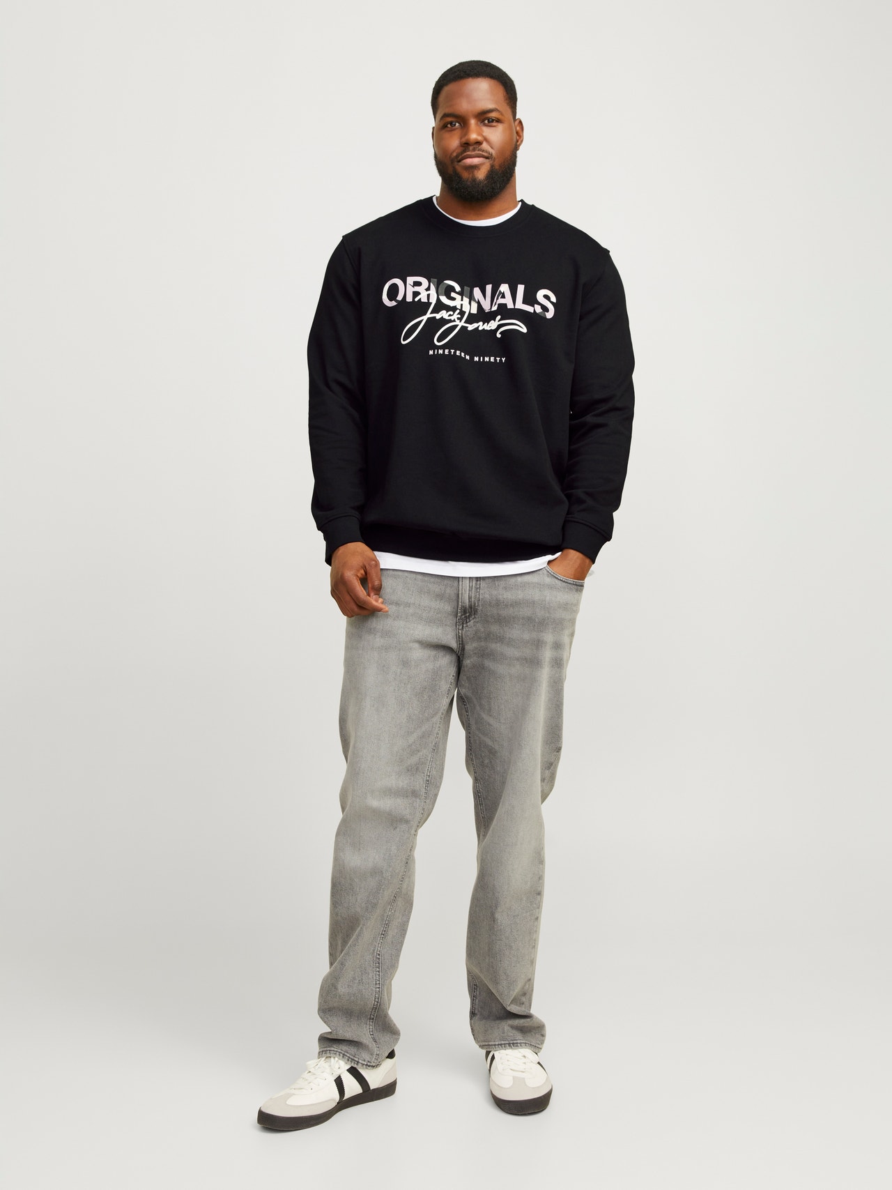 Jack & Jones Plus Size Gedruckt Sweatshirt mit Rundhals -Black - 12261380