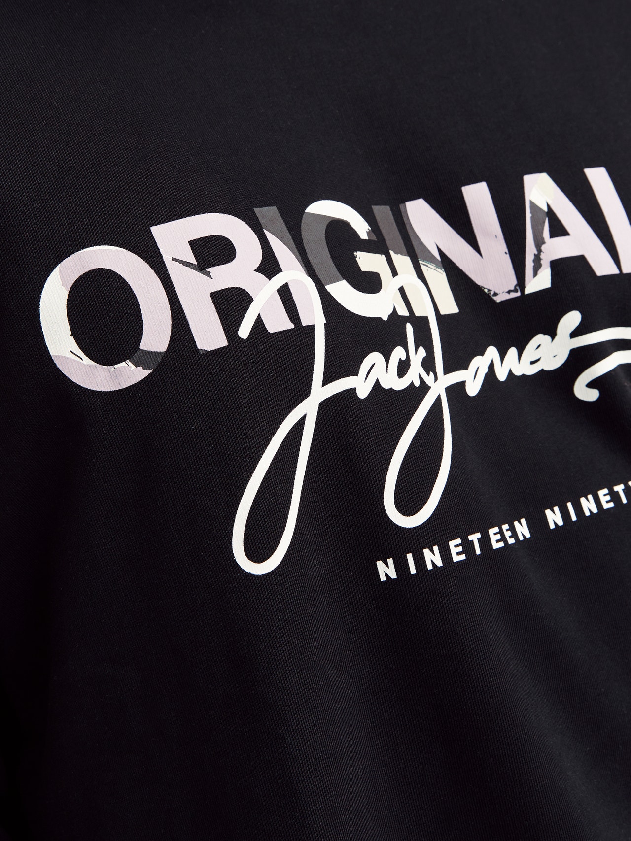Jack & Jones Plus Size Printet Sweatshirt med rund hals -Black - 12261380