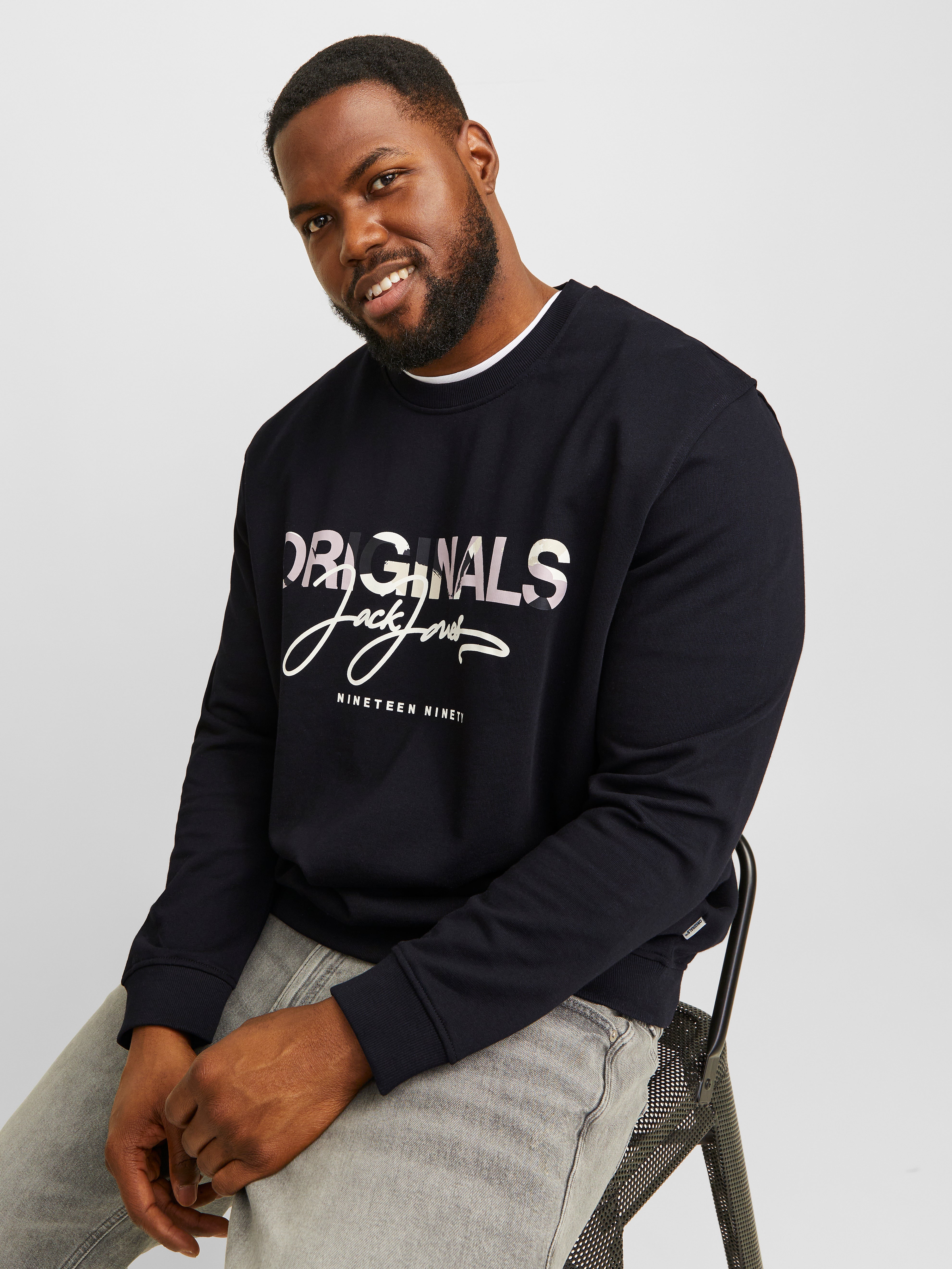 Jack & Jones Plus Size Printed Crewn Neck Sweatshirt - 12261380