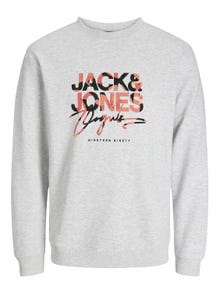 Jack & Jones Plus Size Printed Crew neck Sweatshirt -Bright White - 12261380