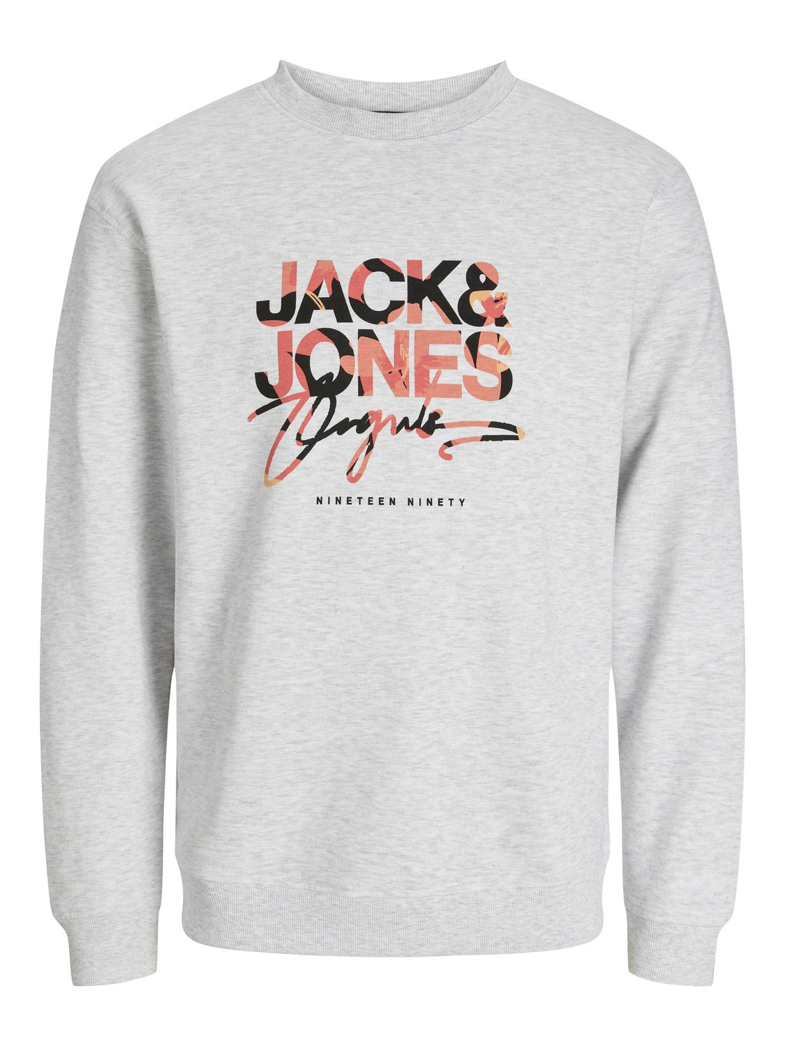 Jack & Jones Plus Size Printet Sweatshirt med rund hals -Bright White - 12261380