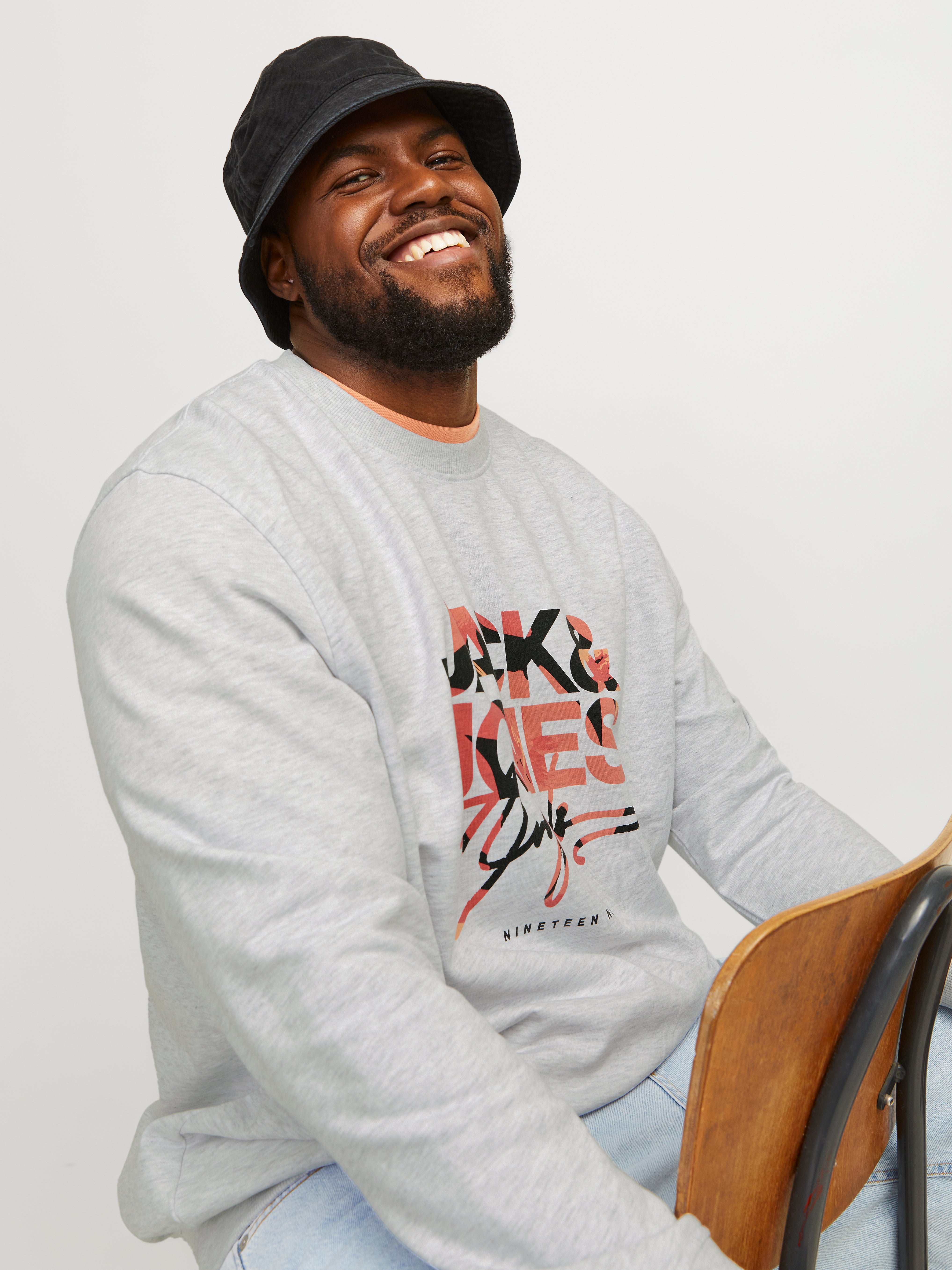 Jack & Jones Plus Size Printed Crewn Neck Sweatshirt - 12261380