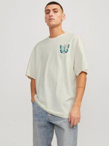 Jack & Jones Nadruk Okrągły dekolt T-shirt -Egret - 12261504