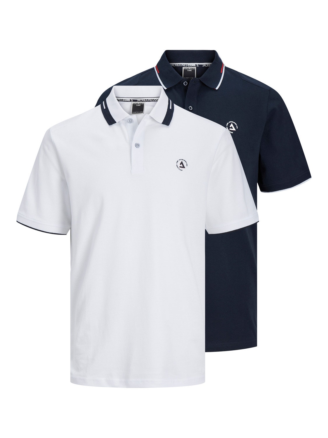 Jack & Jones 2-pack Gedrukt Polo T-shirt -White - 12261538