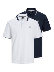 Jack & Jones 2-pakk Trükitud Polo T-särk -White - 12261538