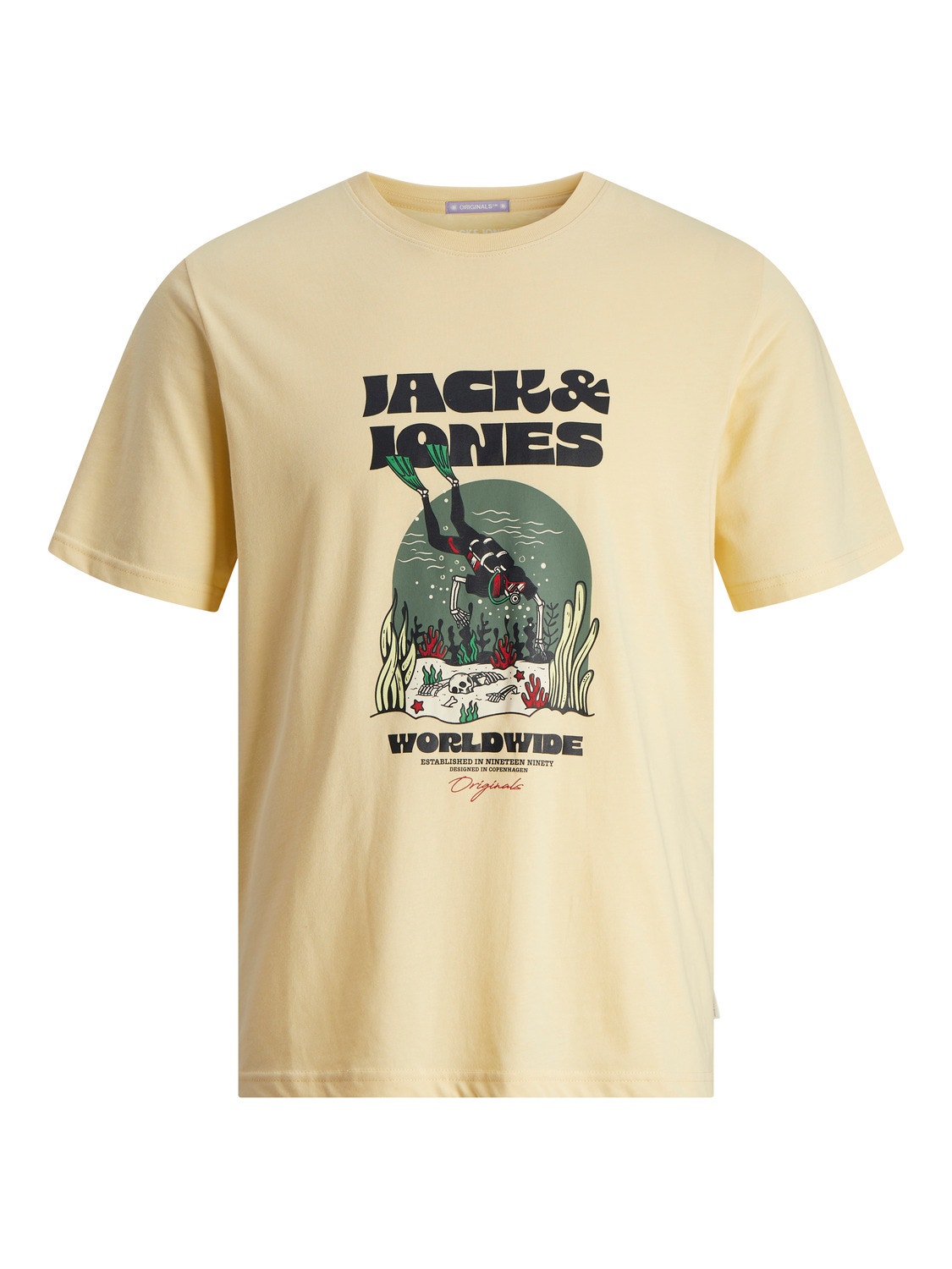 Jack & Jones Plus Size Gedrukt T-shirt -Italian Straw - 12261542