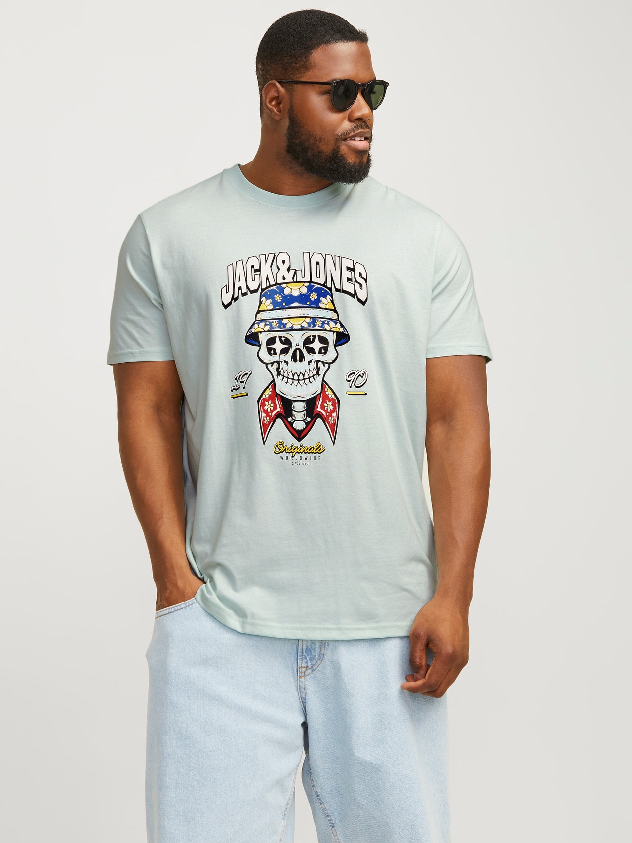Jack & Jones Plus Size Tryck T-shirt -Skylight - 12261542