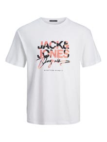 Jack & Jones Plus Size Nadruk T-shirt -Bright White - 12261579