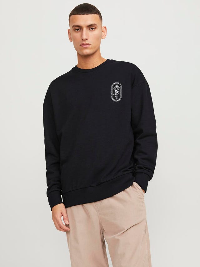 Jack & Jones Trykk Genser med rund hals - 12261643