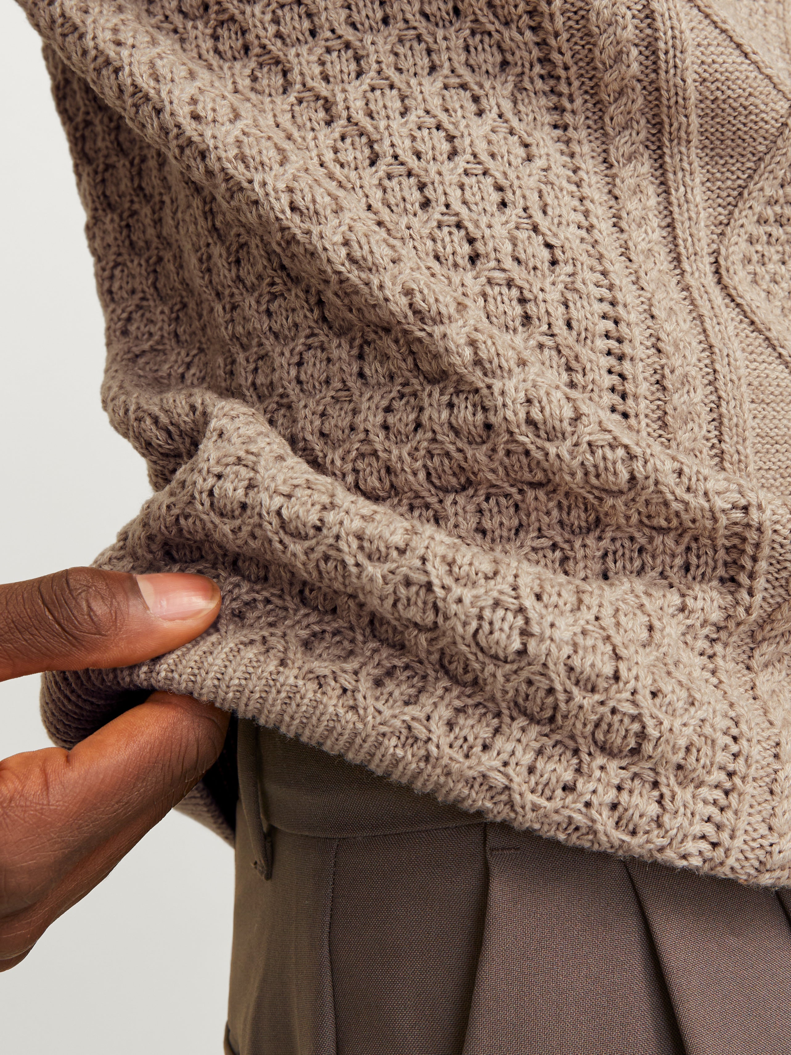 Thumbnail - Einfarbig Strickjacke Mit Viertelreißverschluss