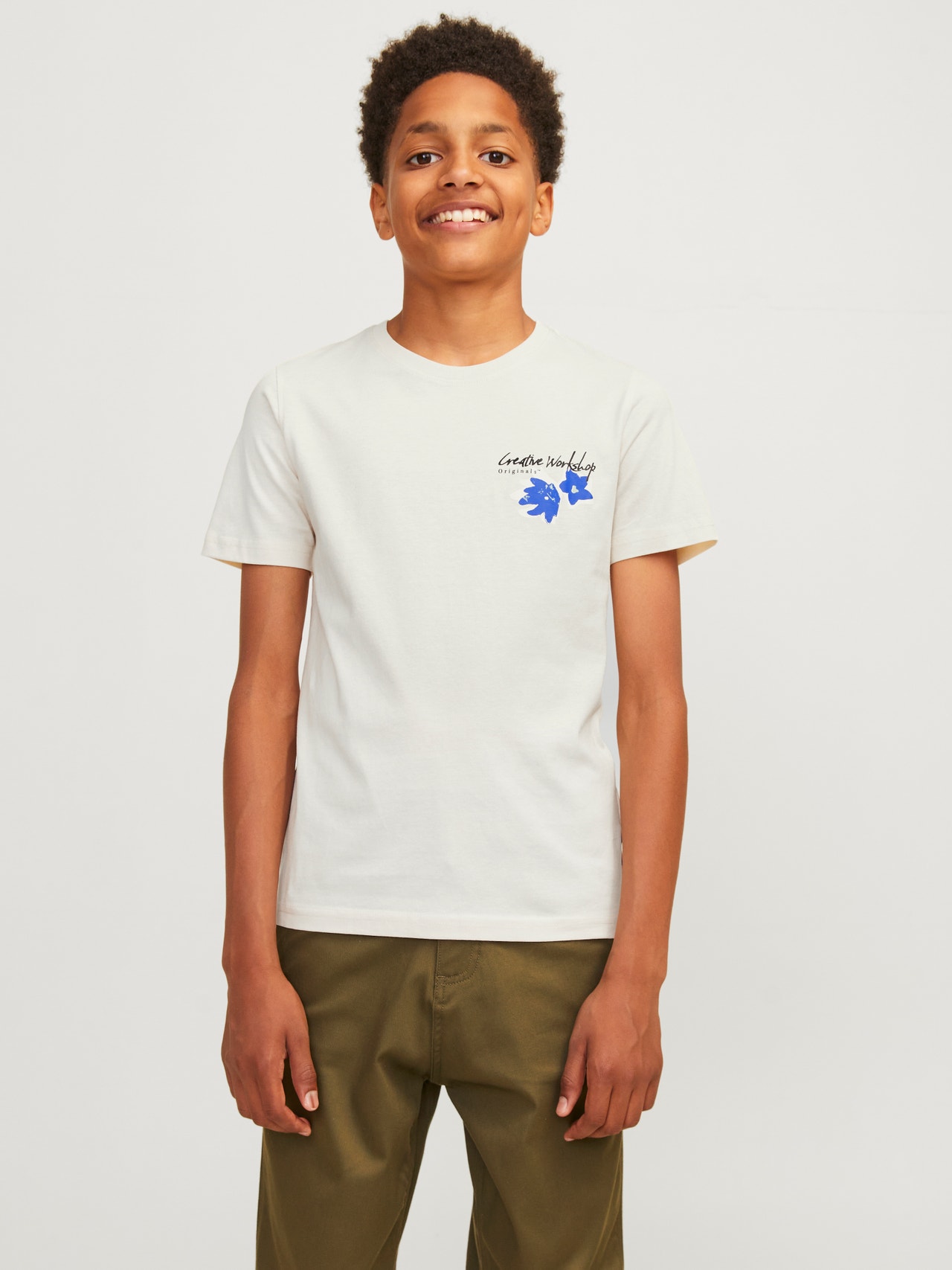 Jack & Jones Nadruk T-shirt Dla chłopców -Buttercream - 12261801