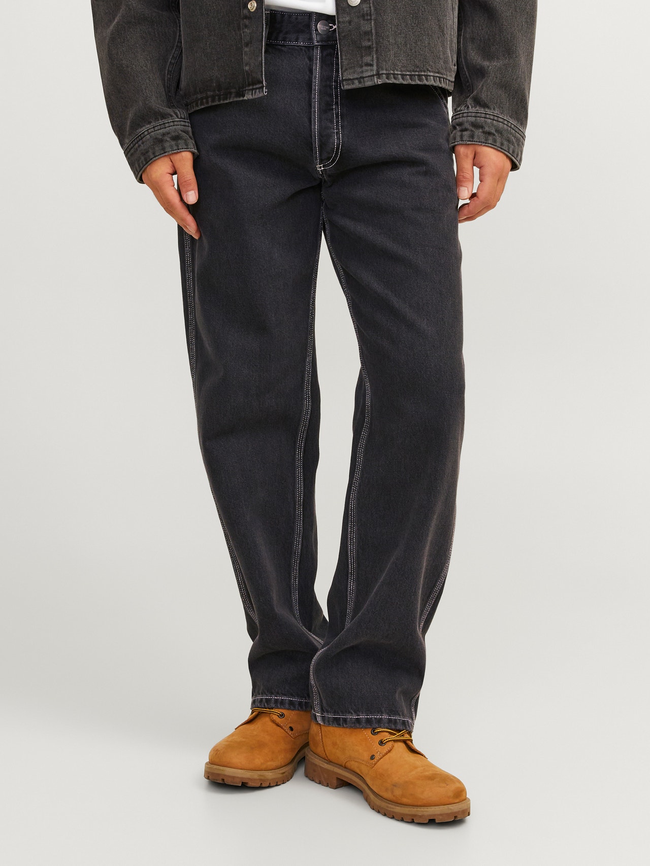 Jack & Jones JJIEDDIE JJWORKER MF 240 LN Loose-fit jeans -Black Denim - 12261924