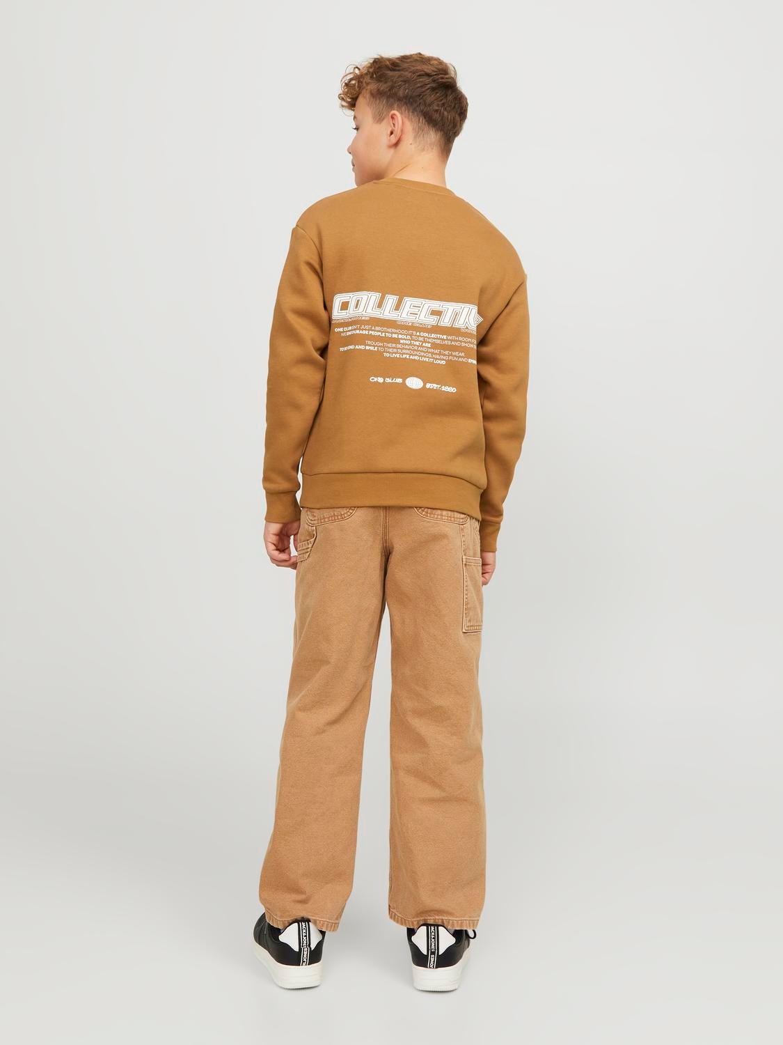 Jack & Jones Nyomott mintás Személyzeti nyakú pulóver Ifjúsági -Bone Brown - 12262092