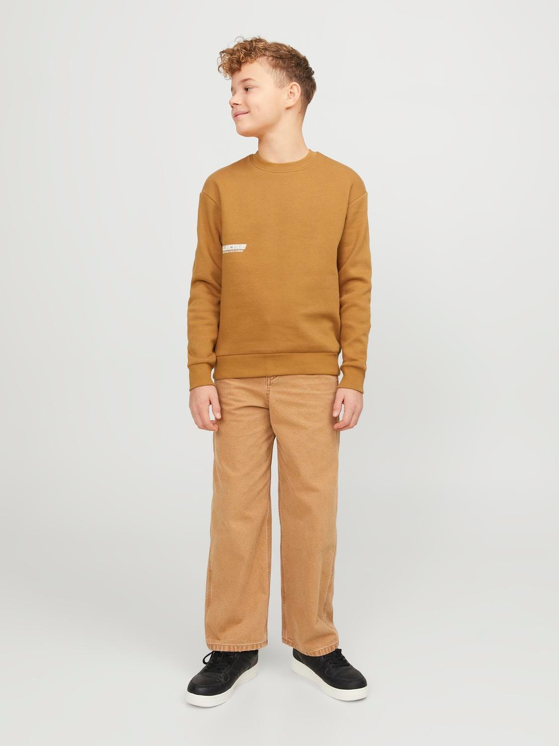 Jack & Jones Nyomott mintás Személyzeti nyakú pulóver Ifjúsági -Bone Brown - 12262092