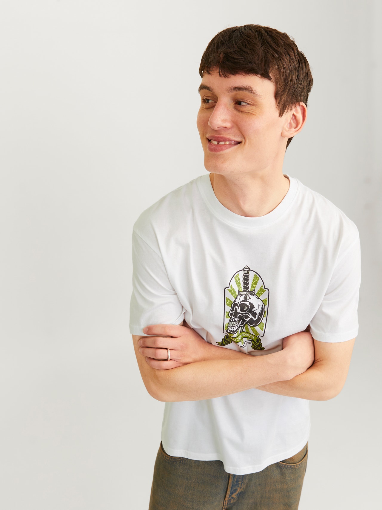 Jack & Jones Printed Crew neck T-shirt -Bright White - 12262491