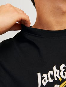 Jack & Jones Spausdintas raštas Apskritas kaklas Marškinėliai -Black - 12262491