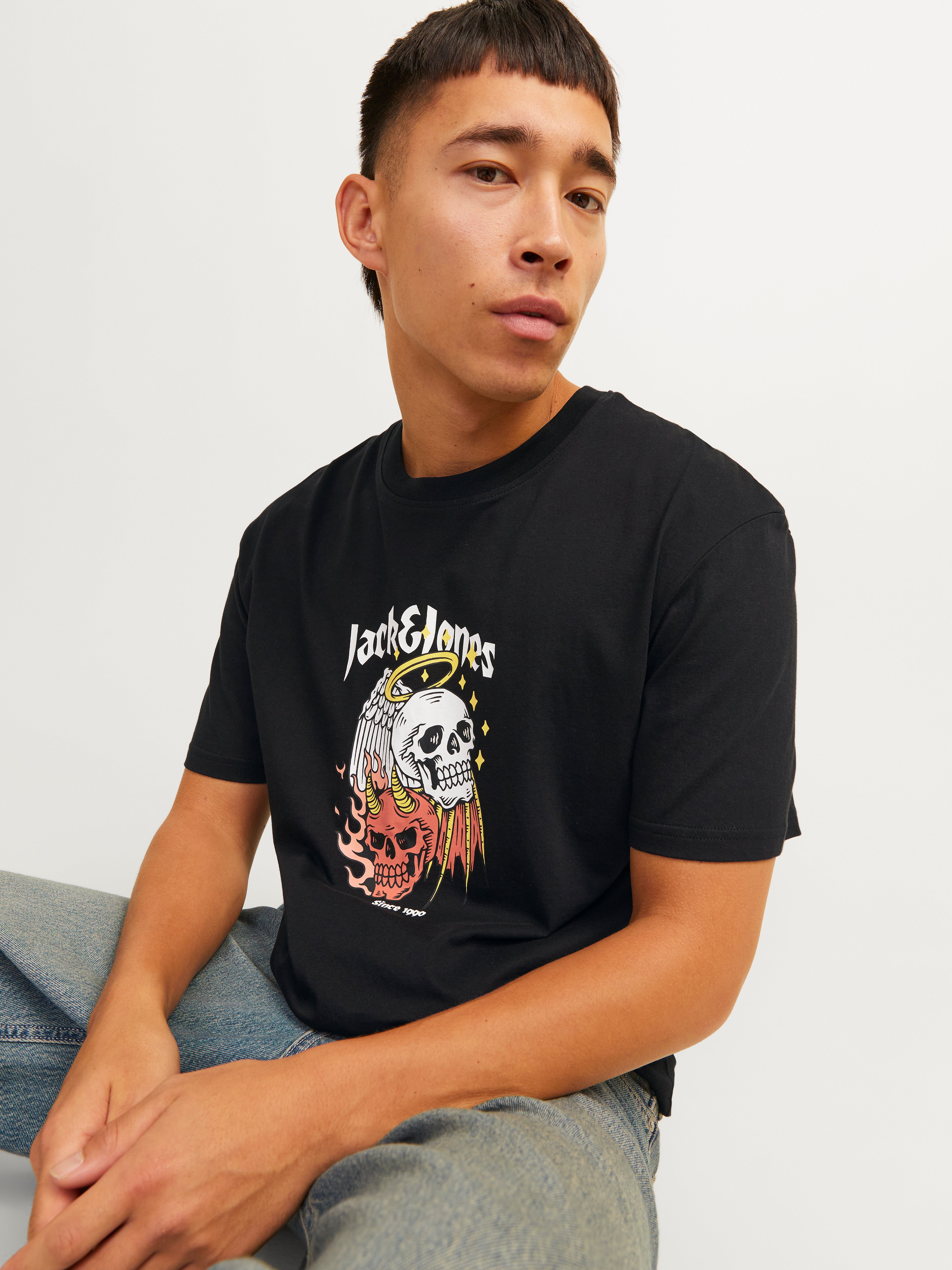 Printed Crew neck T-shirt | Black | Jack & Jones®