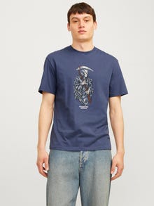 Jack & Jones Nadruk Okrągły dekolt T-shirt -Nightshadow Blue - 12262491