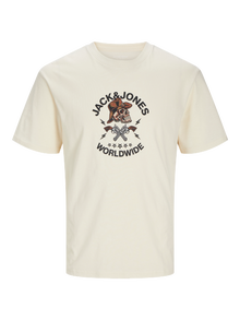 Jack & Jones Painettu Pyöreä pääntie T-paita -Buttercream - 12262491