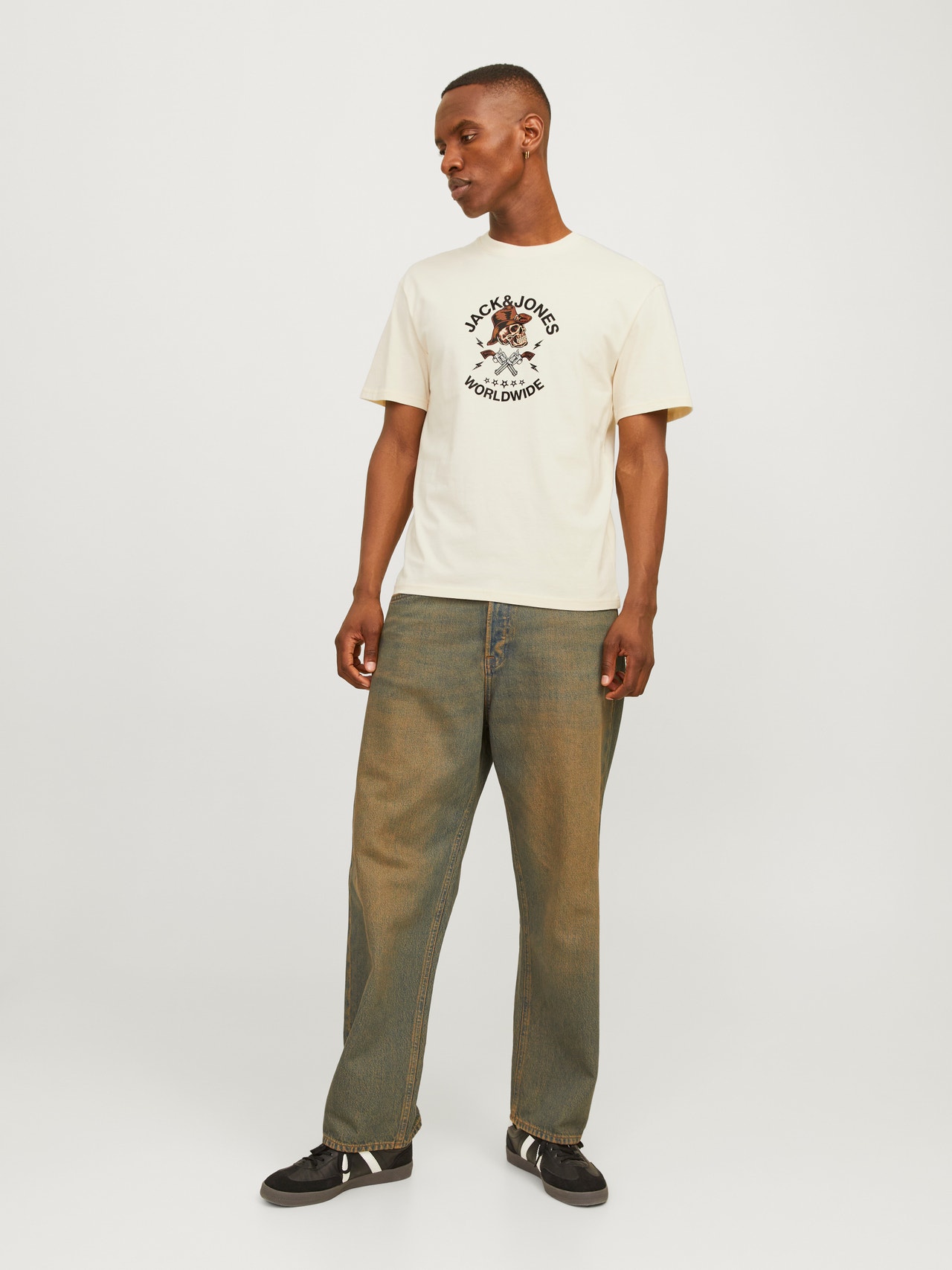 Jack & Jones Printet Crew neck T-shirt -Buttercream - 12262491
