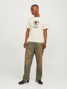 Jack & Jones Trükitud Ümmargune kaelus T-särk -Buttercream - 12262491