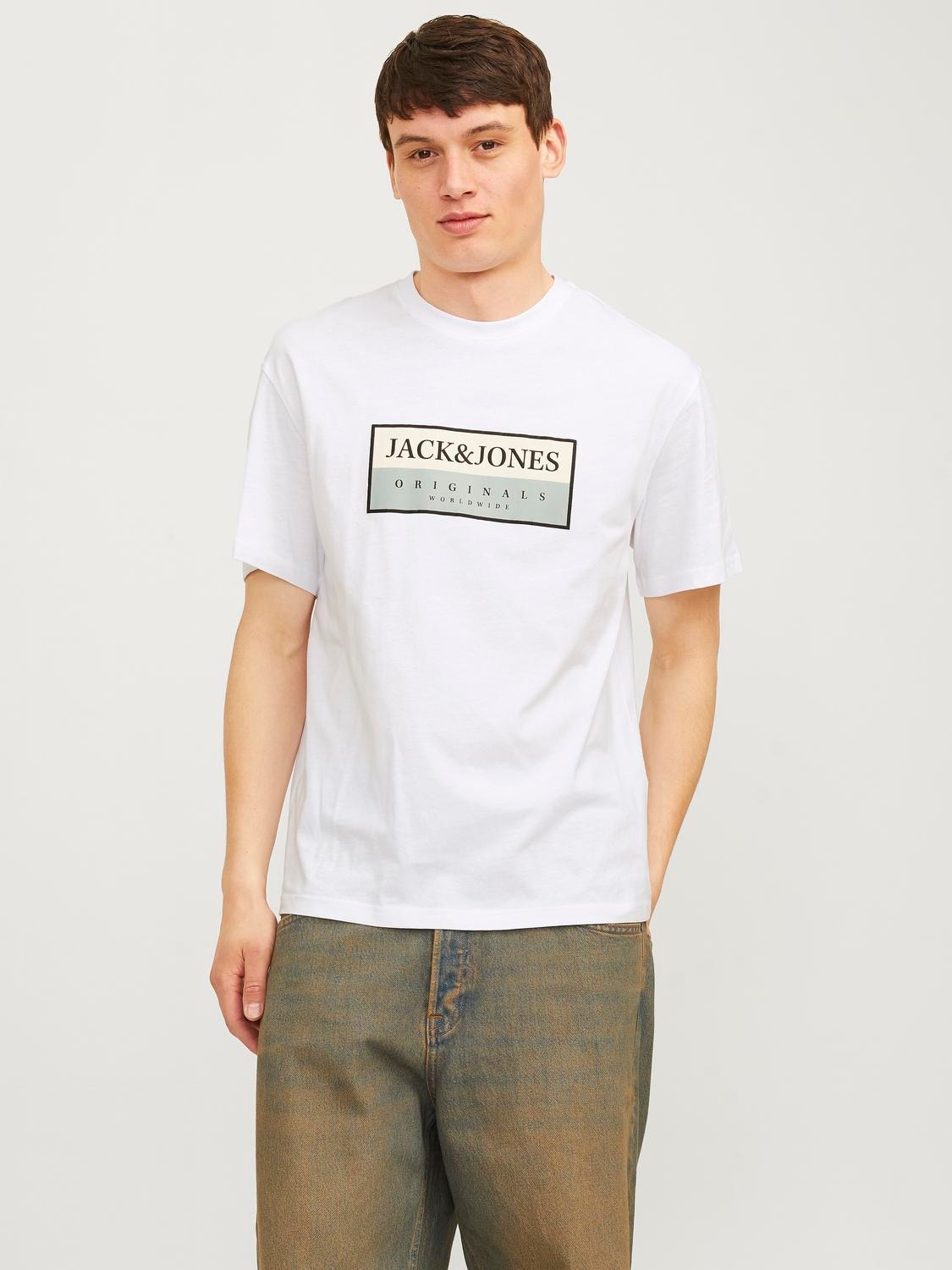 Jack & Jones Nadruk Okrągły dekolt T-shirt -Bright White - 12262492