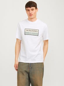 Jack & Jones Spausdintas raštas Apskritas kaklas Marškinėliai -Bright White - 12262492