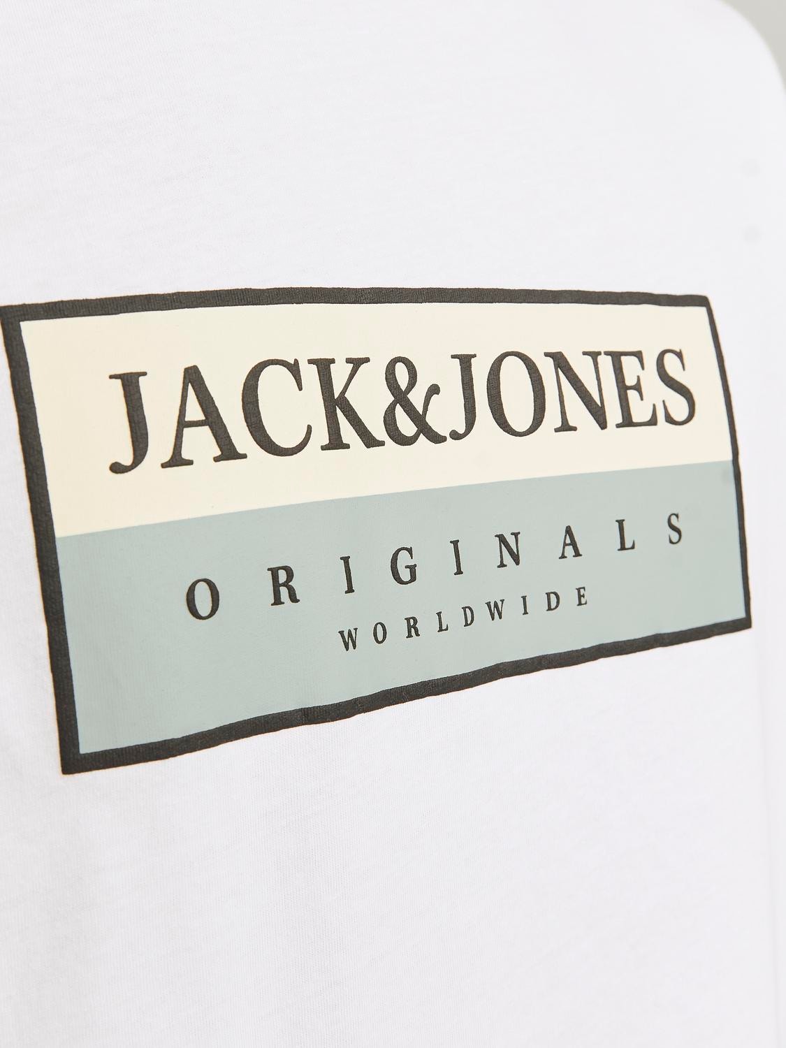 Jack & Jones Spausdintas raštas Apskritas kaklas Marškinėliai -Bright White - 12262492