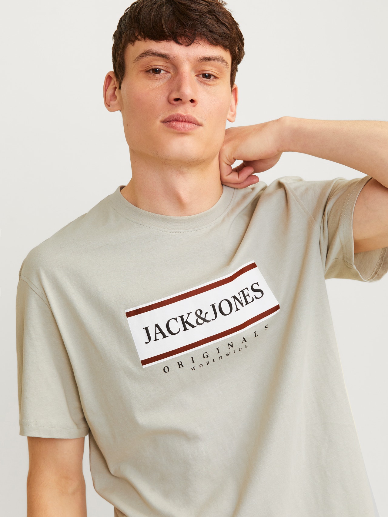 Jack & Jones Gedruckt Rundhals T-shirt -Mineral Gray - 12262492