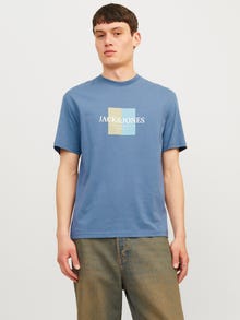 Jack & Jones Bedrukt Ronde hals T-shirt -Nightshadow Blue - 12262492