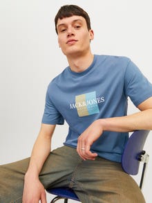 Jack & Jones Nadruk Okrągły dekolt T-shirt -Nightshadow Blue - 12262492