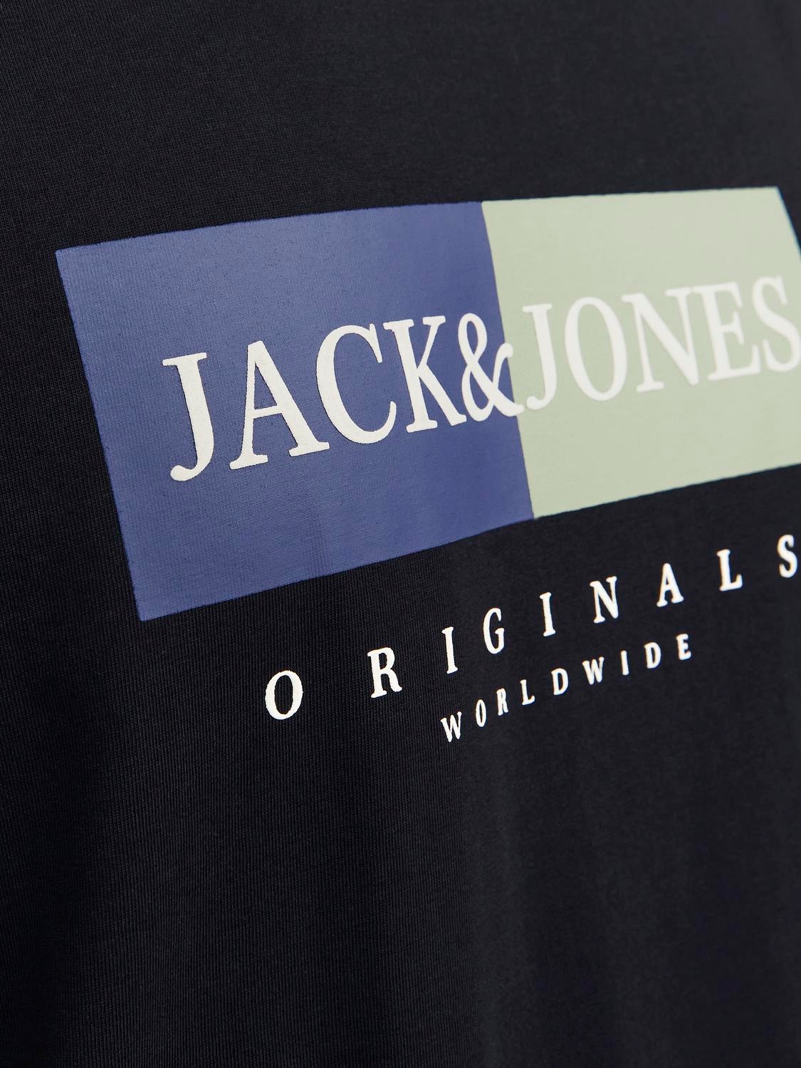 Jack & Jones Trükitud Ümmargune kaelus T-särk -Black - 12262492
