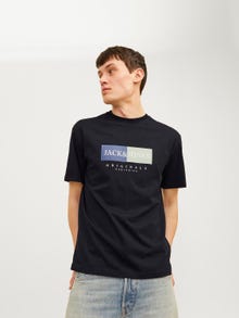 Jack & Jones Spausdintas raštas Apskritas kaklas Marškinėliai -Black - 12262492