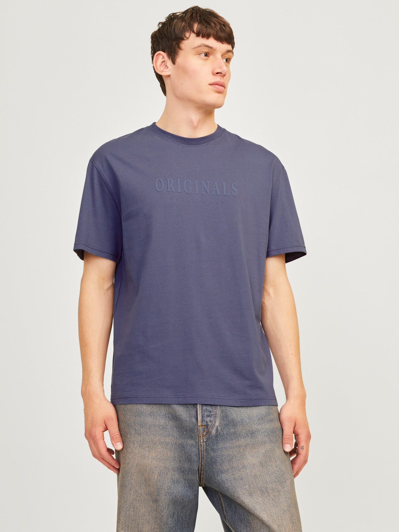 Jack & Jones Gedruckt Rundhals T-shirt -Nightshadow Blue - 12262494