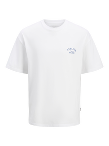 Jack & Jones Spausdintas raštas Apskritas kaklas Marškinėliai -Bright White - 12262501