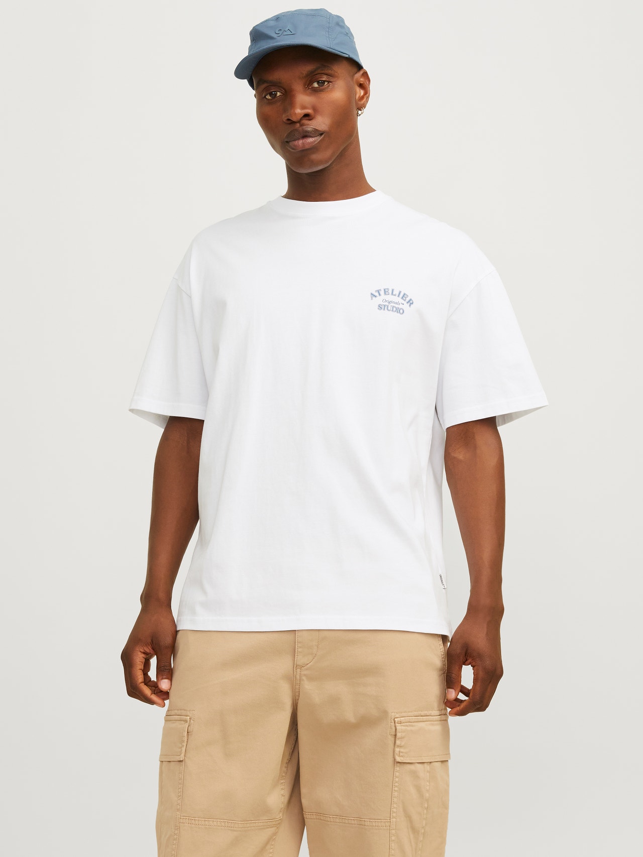 Jack & Jones Painettu Pyöreä pääntie T-paita -Bright White - 12262501