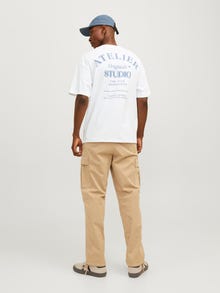 Jack & Jones Trükitud Ümmargune kaelus T-särk -Bright White - 12262501