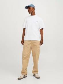 Jack & Jones Spausdintas raštas Apskritas kaklas Marškinėliai -Bright White - 12262501