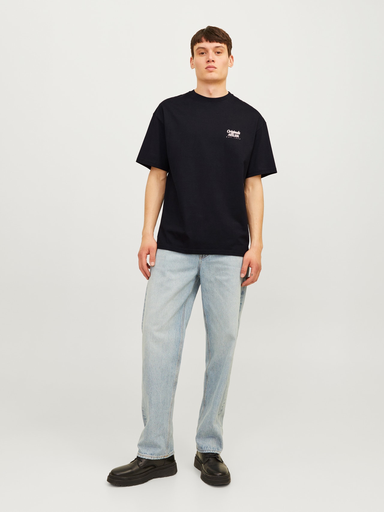 Jack & Jones Painettu Pyöreä pääntie T-paita -Black - 12262501