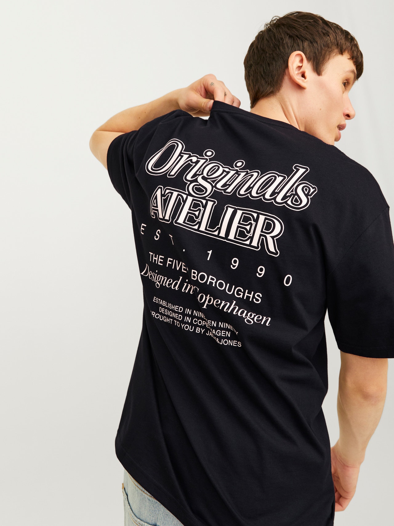 Jack & Jones Printed Crew neck T-shirt -Black - 12262501