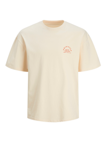 Jack & Jones Printed Crew neck T-shirt -Buttercream - 12262501