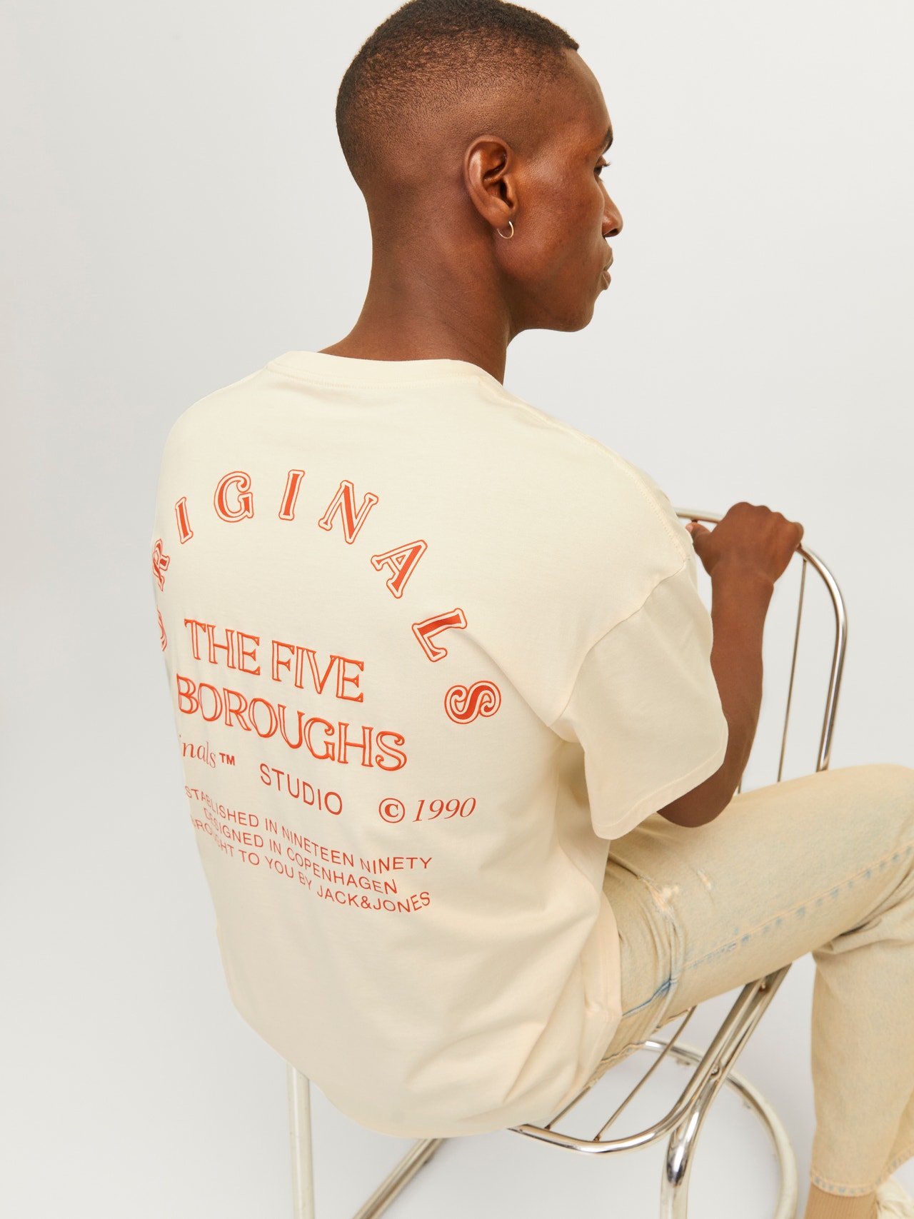 Jack & Jones Painettu Pyöreä pääntie T-paita -Buttercream - 12262501