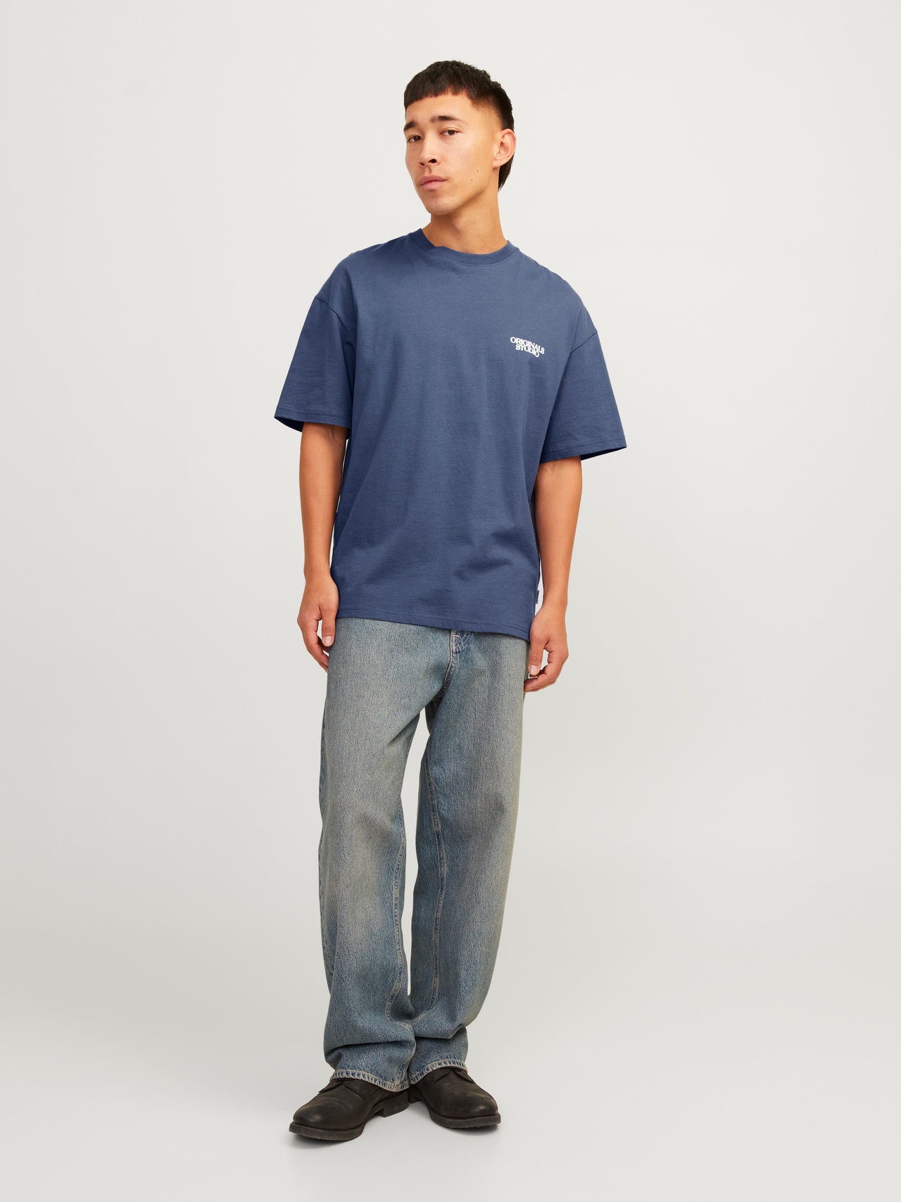 Jack & Jones Spausdintas raštas Apskritas kaklas Marškinėliai -Nightshadow Blue - 12262501