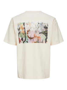 Jack & Jones Painettu Pyöreä pääntie T-paita -Buttercream - 12262503